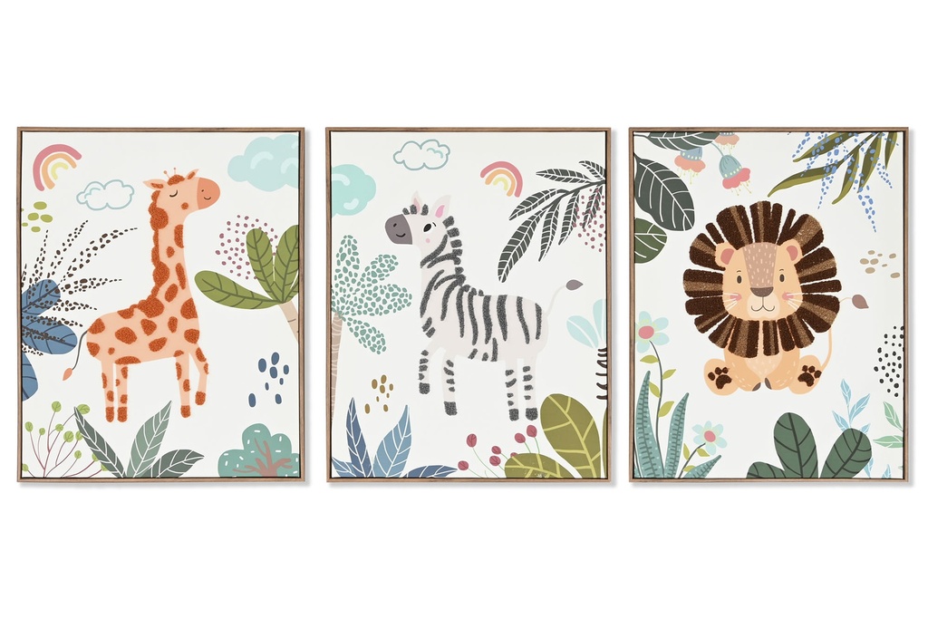 Cuadro de lienzo con animales de la selva, 3 diseños surtidos