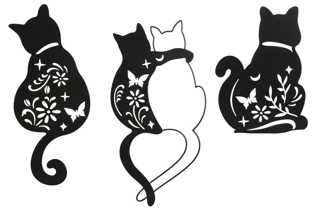 DECORACION PARED METAL GATO 3 SURTIDOS