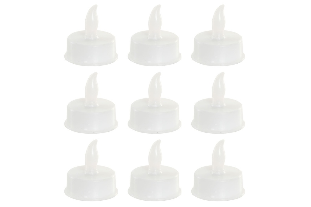 Vela LED (set de 9) de PVC, blanco
