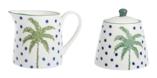 Azucarero de porcelana, palmeras (set de 2)