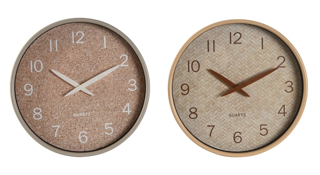 Reloj de pared de PVC, símil madera, 2 diseños surtidos