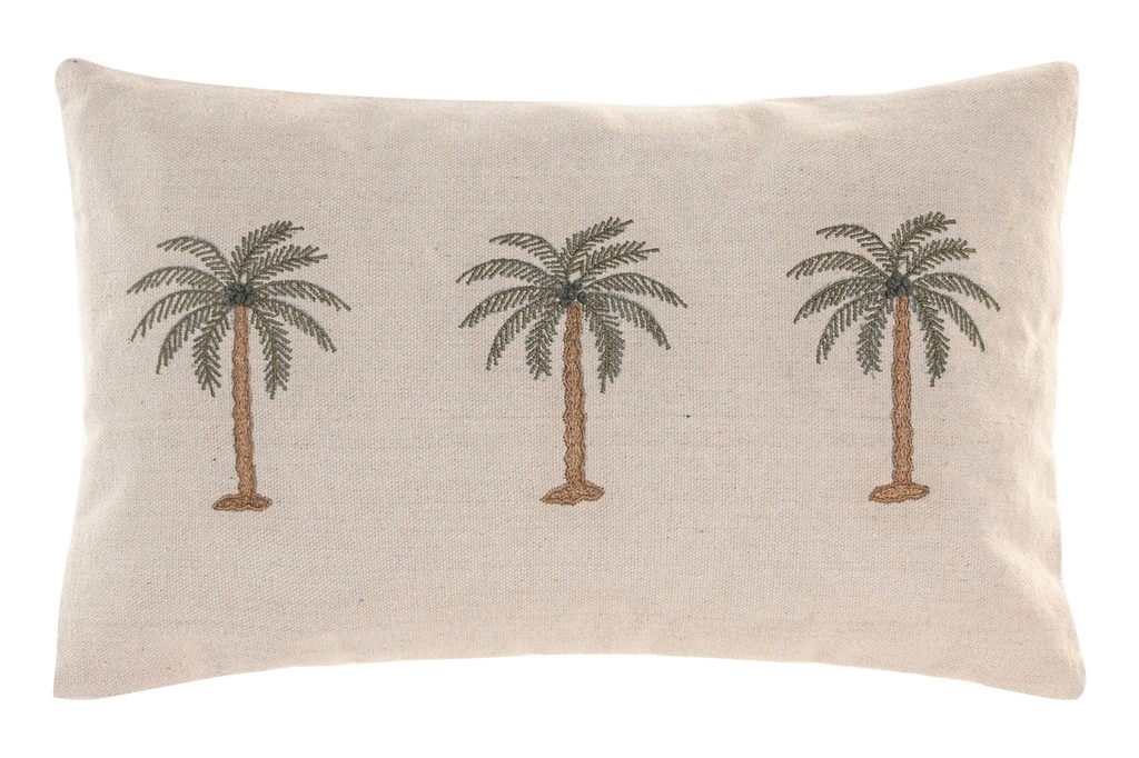 Cojín de algodón bordado a mano, beige