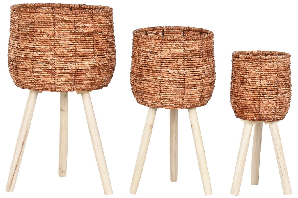 Macetero de fibra de madera, natural, mediano