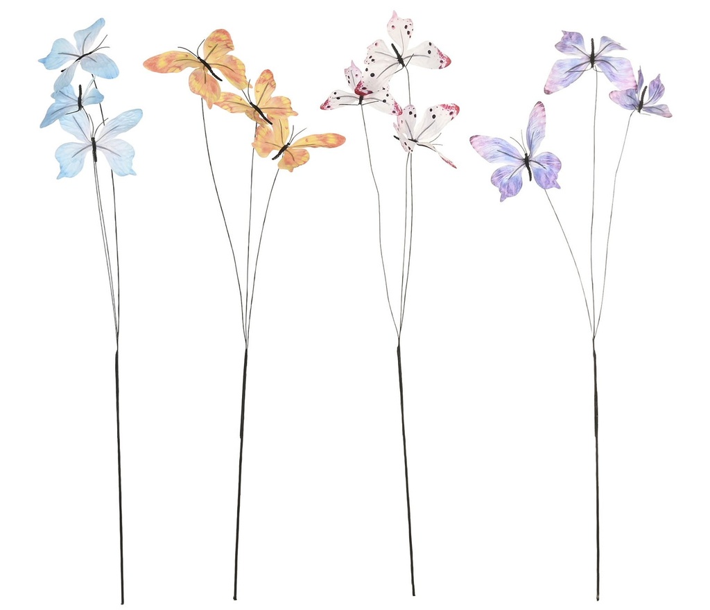 Rama de poliéster con mariposa, 4 diseños surtidos