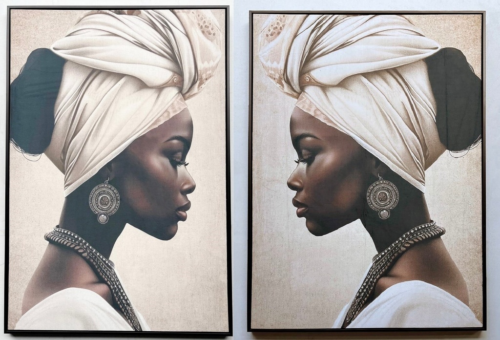 Cuadro de lienzo velvet con africana, 2 diseños surtidos
