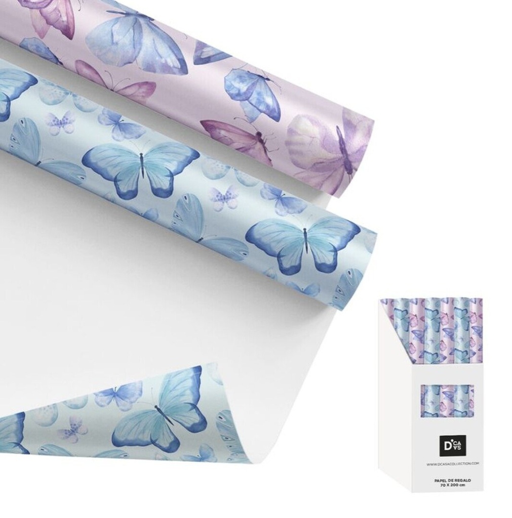 Papel de regalo con mariposas, 2 diseños surtidos