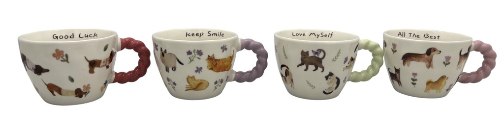 Mug de porcelana con perros, 4 diseños surtidos