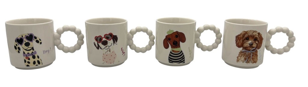 Mug de porcelana con perro, 4 diseños surtidos