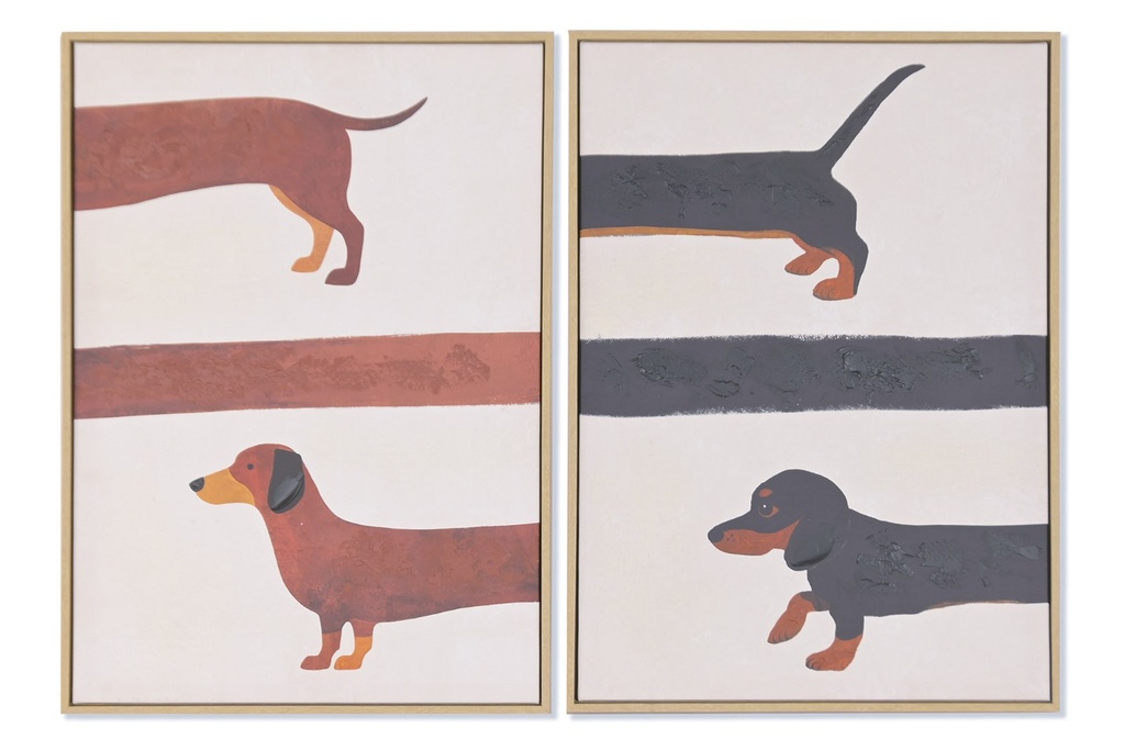 Cuadro de lienzo con perro salchicha, 2 diseños surtidos