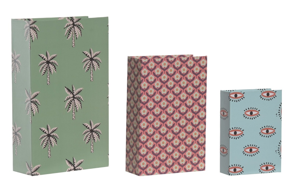 Caja libro de cartón con imán, verde (set de 3)
