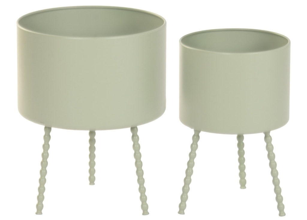 Macetero de metal con bolas, verde menta, pequeño