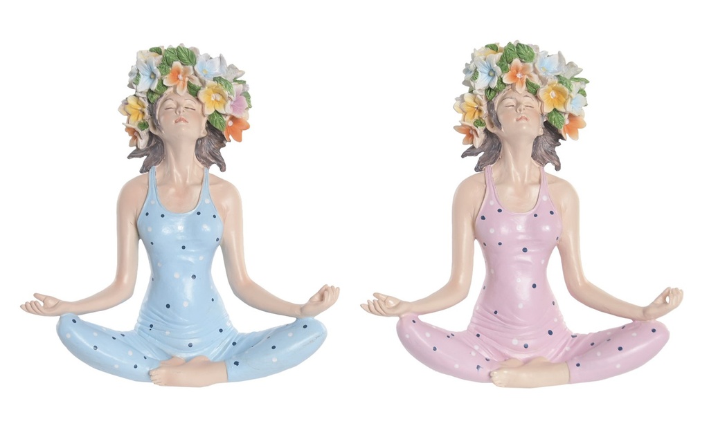 Figura de resina con yoga y flores, 2 diseños surtidos
