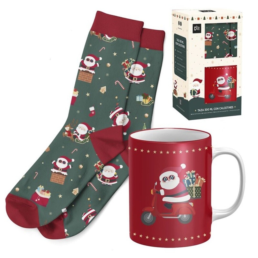 Set de regalo de taza con calcetín de Papá Noel