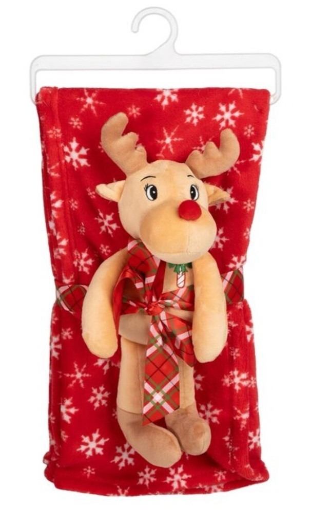 Peluche con manta, reno de Navidad