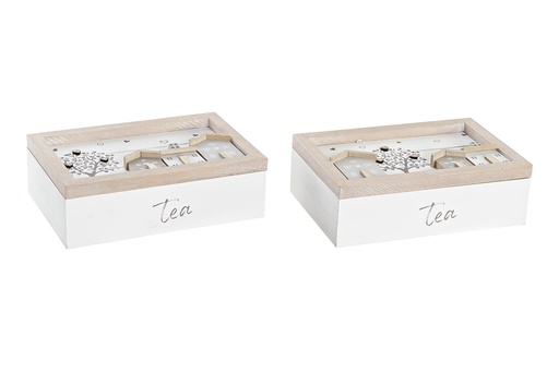 [91826] Caja de infusiones de MDF, 2 diseños surtidos