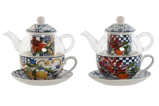 [96236] TETERA PORCELANA 250 ML AZULEJOS 2 SURTI