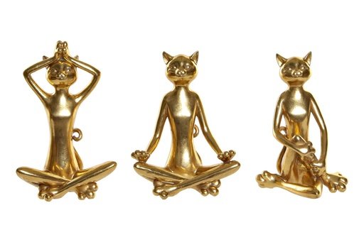 [96761] Figura de resina de gato haciendo yoga, 3 diseños surtidos