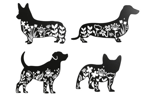 [97379] DECORACION PARED METAL PERRO 4 SURTIDOS