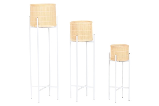 [97954] MACETERO BAMBU METAL 31X31X103 BCO.GRAND