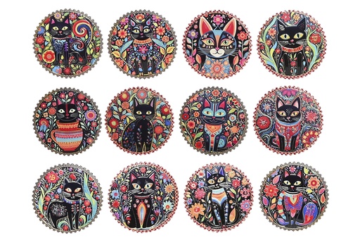 [98093] Posavasos de dolomita con gatitos, 12 diseños surtidos