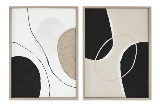[98121] Cuadro de lienzo y pino abstracto, 2 diseños surtidos