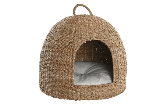[98131] Cama para mascota de seagrass con cojín, natural