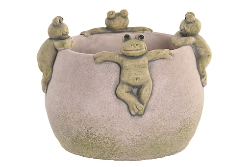 [98357] JARRON CEMENTO 16X16X12 RANAS GRIS