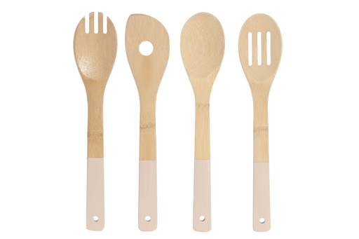 [98360] Utensilios (set de 4) de bambú, beige