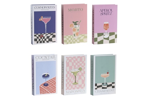 [98368] CAJA LIBRO CARTON COCKTAIL 6 SURTIDOS