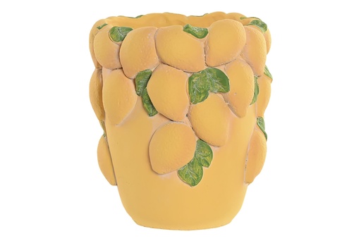 [98384] Jarrón de cemento con limones, amarillo