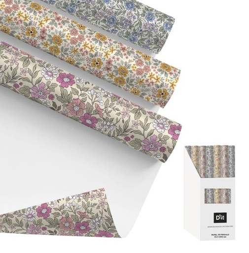 [99784] Papel de regalo con flores, 3 diseños surtidos