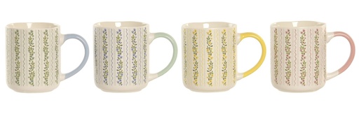 [99855] Mug de porcelana con flores, 4 diseños surtidos