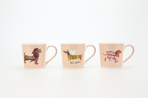 [99987] Mug de porcelana con perro, 3 diseños surtidos