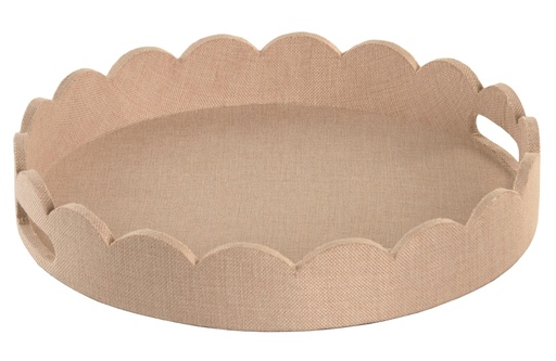 [100211] Bandeja de lino y MDF, tapizada, beige