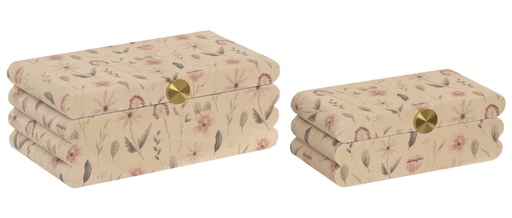 [100216] Caja de lino y MDF con pájaros, tapizada, grande