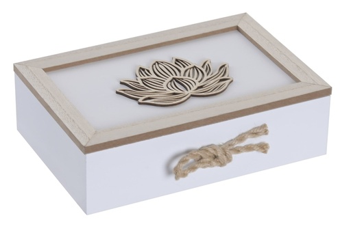 [100517] Caja de infusiones de MDF con cuerda, flor de loto