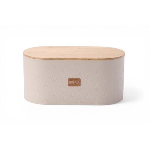 [100674] Panera de metal y bambú con relieve, beige