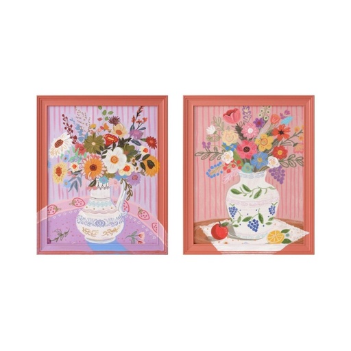 [100704] Cuadro de lienzo con florero, vertical, 2 diseños surtidos