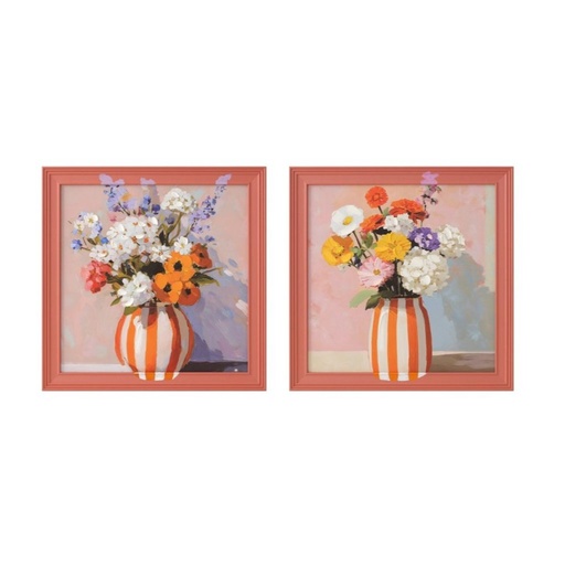 [100705] Cuadro de lienzo con florero, cuadrado, 2 diseños surtidos