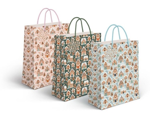 [100934] Bolsa de papel, tamaño M de Navidad, 3 diseños surtidos