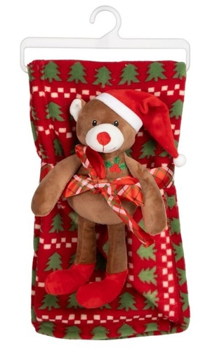 [101011] Peluche con manta, oso de Navidad